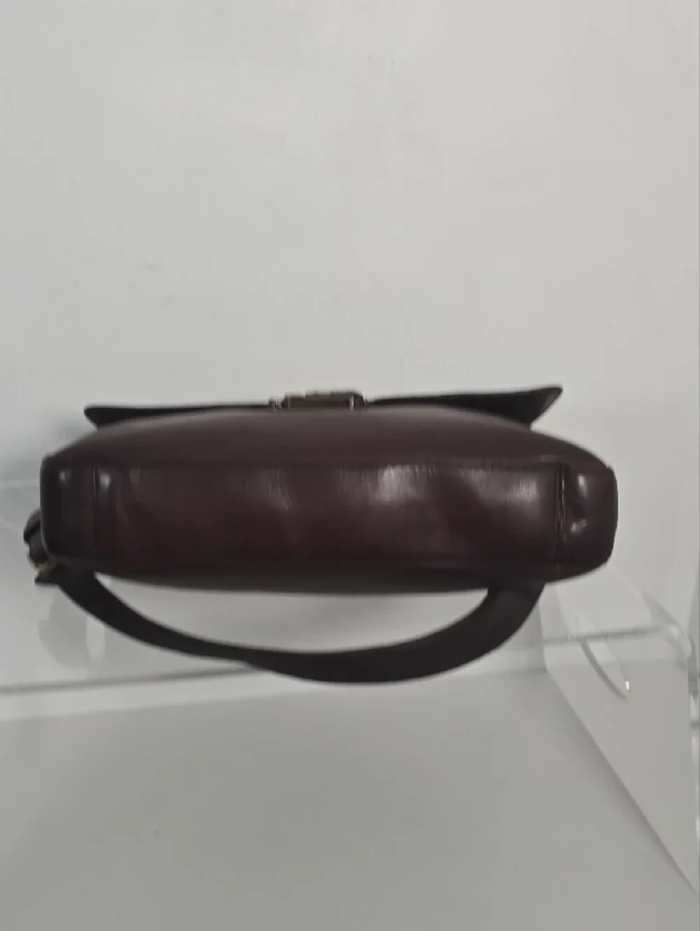 Vtg Ralph Lauren Equestrian  Leather Horse Bit Clasp Messenger Bag in Dark Brown